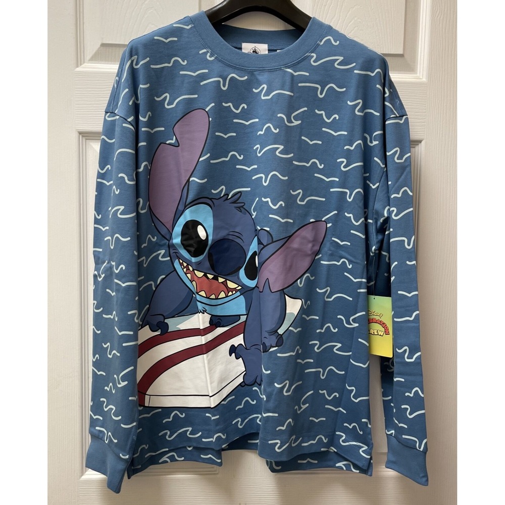 Disney Parks Men's Disneyland Stitch Surfing Wave Celebration Crew Size L (NWT)